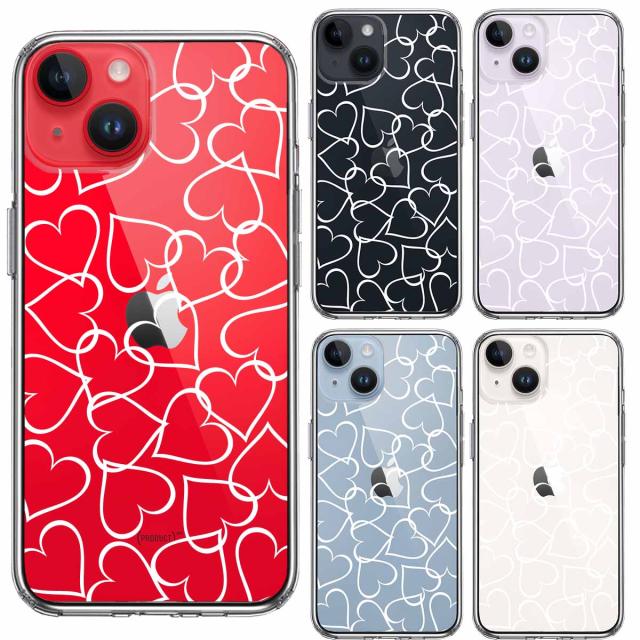 iPhone14 ケース クリア ハート ホワイト スマホケース 側面ソフト 背面ハード ハイブリッド 送料無料-1