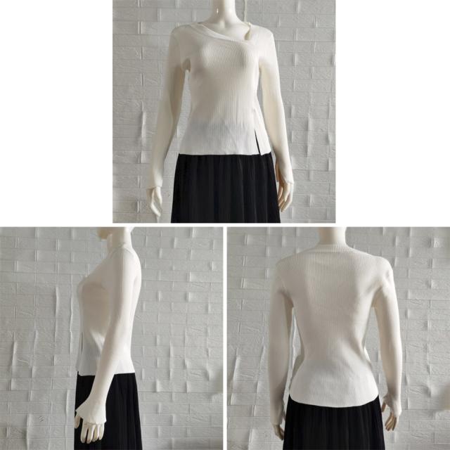 リブニットトップス フロントスリット 送料無料 即日発送-3