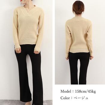 Vネック ニットセーター レディース秋冬 送料無料 即日発送-9