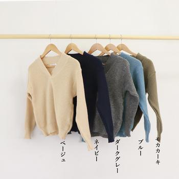 Vネック ニットセーター レディース秋冬 送料無料 即日発送-1
