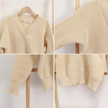 Vネック ニットセーター レディース秋冬 送料無料 即日発送-3