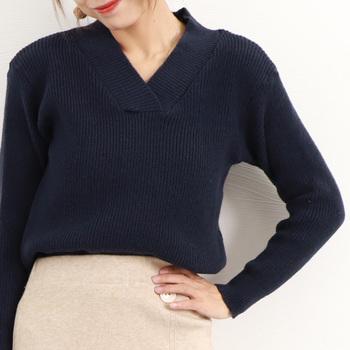 Vネック ニットセーター レディース秋冬 送料無料 即日発送-5