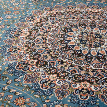 ラグ 転写プリントラグ 約140×200cm 洗える 撥水 滑りにくい加工付き ターコイズ 送料無料-7