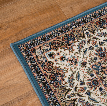 ラグ 転写プリントラグ 約140×200cm 洗える 撥水 滑りにくい加工付き ターコイズ 送料無料-8