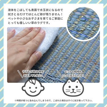ラグ 水をはじくい草ラグ 約176×230cm マット 裏貼有 デニムパッチ ブルー 送料無料-4