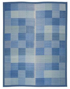 ラグ 水をはじくい草ラグ 約176×230cm マット 裏貼有 デニムパッチ ブルー 送料無料-7