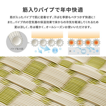 PP柄上敷き 江戸間2畳 い草風花ござ 水洗いOK ルイス ブラウン 送料無料-3