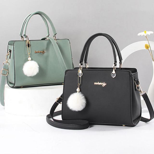 ショルダーバッグ ファーチャーム付き通勤 送料無料 即日発送-5