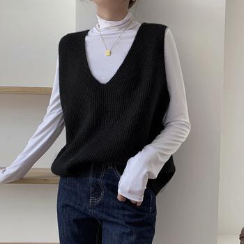 リブニットベスト レディース Vネック 送料無料 即日発送-2