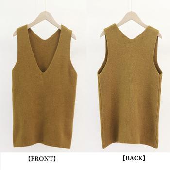 リブニットベスト レディース Vネック 送料無料 即日発送-8