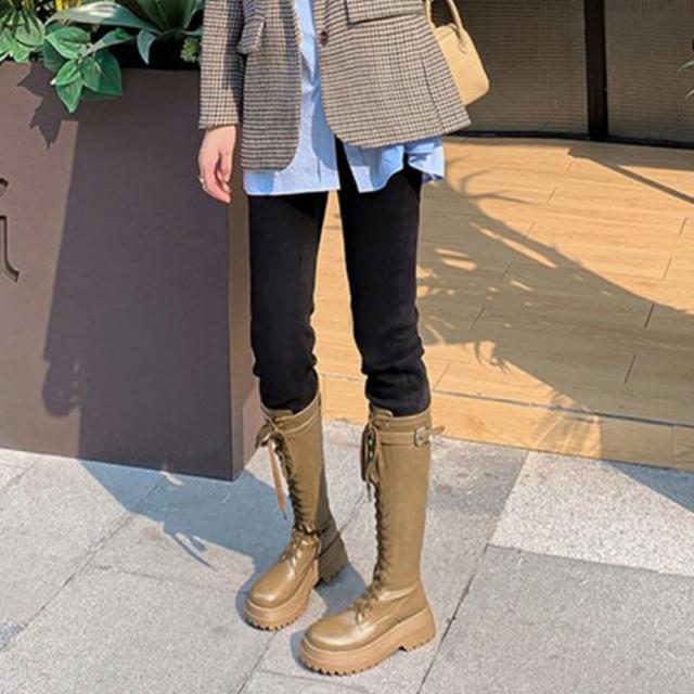 厚底 ロングブーツ レースアップ 送料無料 即日発送-9