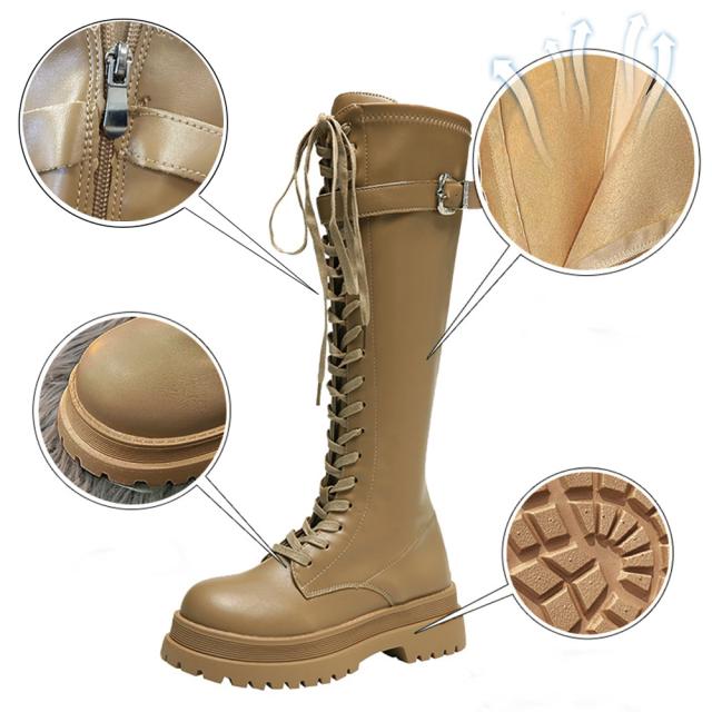 厚底 ロングブーツ レースアップ 送料無料 即日発送-3