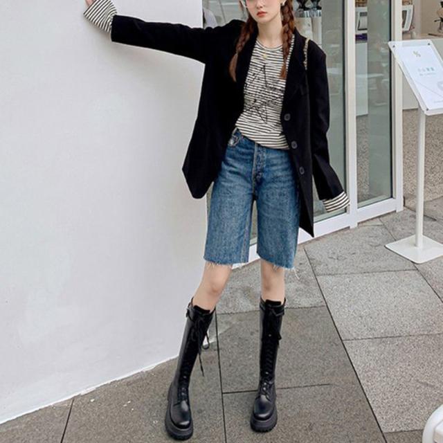 厚底 ロングブーツ レースアップ 送料無料 即日発送-6