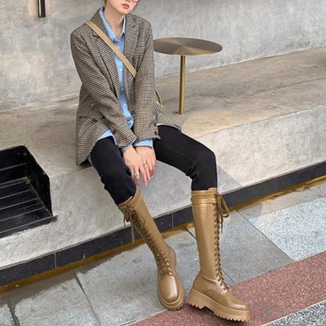 厚底 ロングブーツ レースアップ 送料無料 即日発送-8