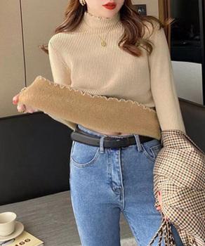 裏起毛ニットトップス レディース 暖かい 送料無料 即日発送-4