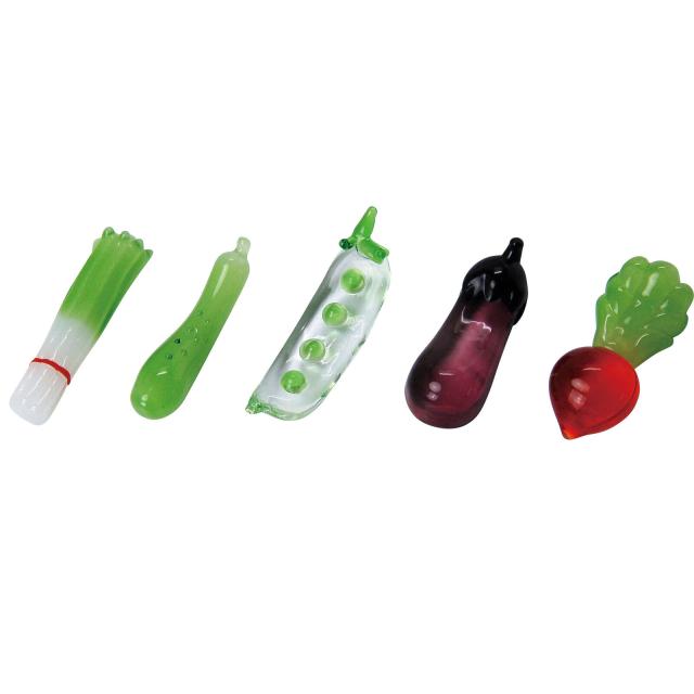和食器 硝子箸置 野菜 しろねぎ きゅうり さやえんどう なす あかかぶ 4個セット 送料無料-6