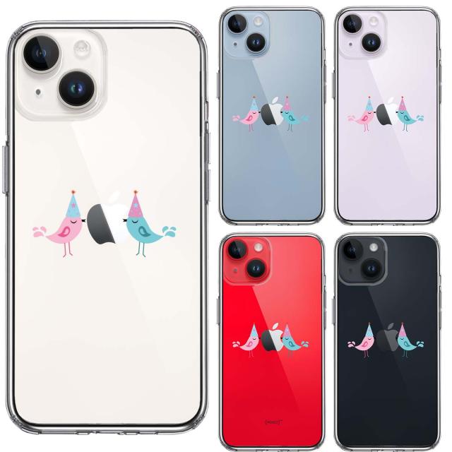 iPhone14Plus ケース クリア可愛い 鳥 カップル スマホケース 側面ソフト 背面ハード ハイブリッド 送料無料-1
