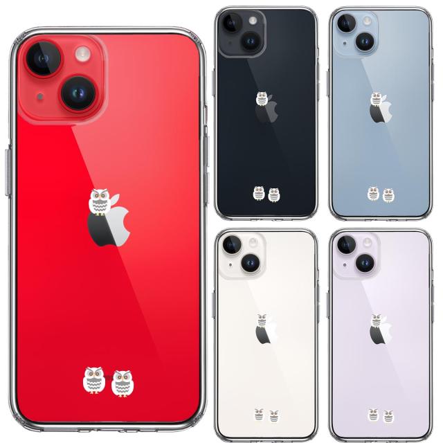 iPhone14Plus ケース クリアふくろう 三羽 スマホケース 側面ソフト 背面ハード ハイブリッド 送料無料-1