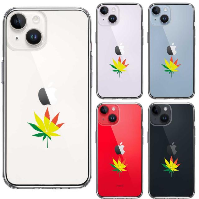 iPhone14 ケース クリア ガンジャ 平和 マーク スマホケース 側面ソフト 背面ハード ハイブリッド 送料無料-1