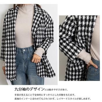 千鳥格子柄 ジャケット 中綿コート 秋冬 送料無料 即日発送-9