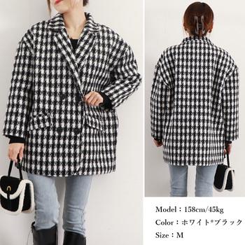 千鳥格子柄 ジャケット 中綿コート 秋冬 送料無料 即日発送-8