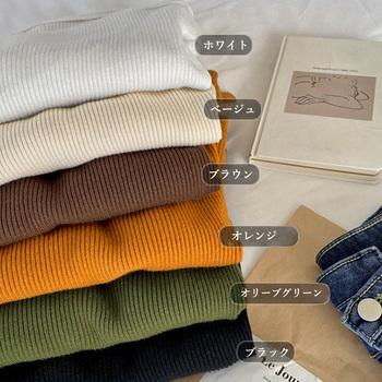 ニットトップス 胸開き プチハイネック 送料無料 即日発送-1