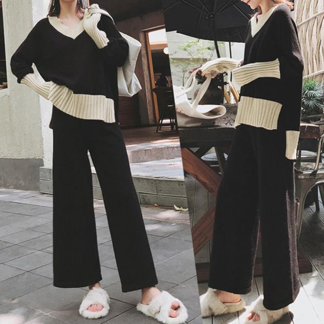 バイカラーニットセットアップ レディース 送料無料 即日発送-9