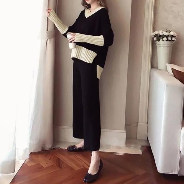 バイカラーニットセットアップ レディース 送料無料 即日発送-5
