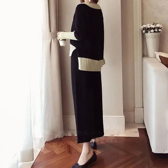 バイカラーニットセットアップ レディース 送料無料 即日発送-6