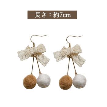 リボンピアス レディース ポンポンピアス 送料無料 即日発送-3