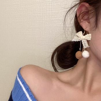 リボンピアス レディース ポンポンピアス 送料無料 即日発送-7