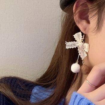 リボンピアス レディース ポンポンピアス 送料無料 即日発送-8