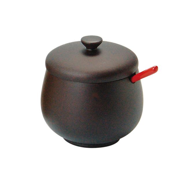 木製 蓋付丸型薬味入 スプーン付 ナチュラル ダークブラウン 送料無料-2