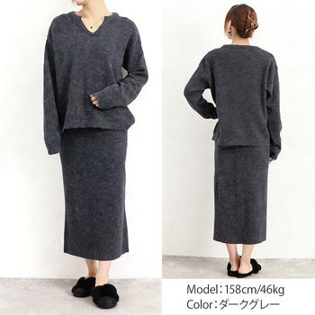 こなれ感 ニットセットアップ 上品 送料無料 即日発送-9