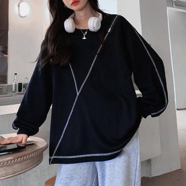 ロングTシャツ カットソー 春秋冬 無地 送料無料 即日発送-9