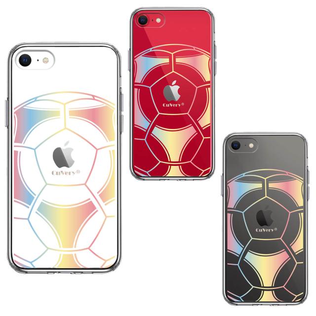iPhoneSE ケース 第3世代 第2世代 クリア サッカーボール カラー スマホケース 側面ソフト 背面ハード ハイブリッド 送料無料-1