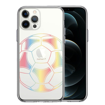 iPhone12Pro ケース クリア サッカーボール カラー スマホケース 側面ソフト 背面ハード ハイブリッド 送料無料-0