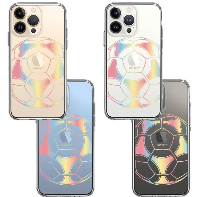 iPhone13Pro ケース クリアサッカーボール カラー スマホケース 側面ソフト 背面ハード ハイブリッド 送料無料-1