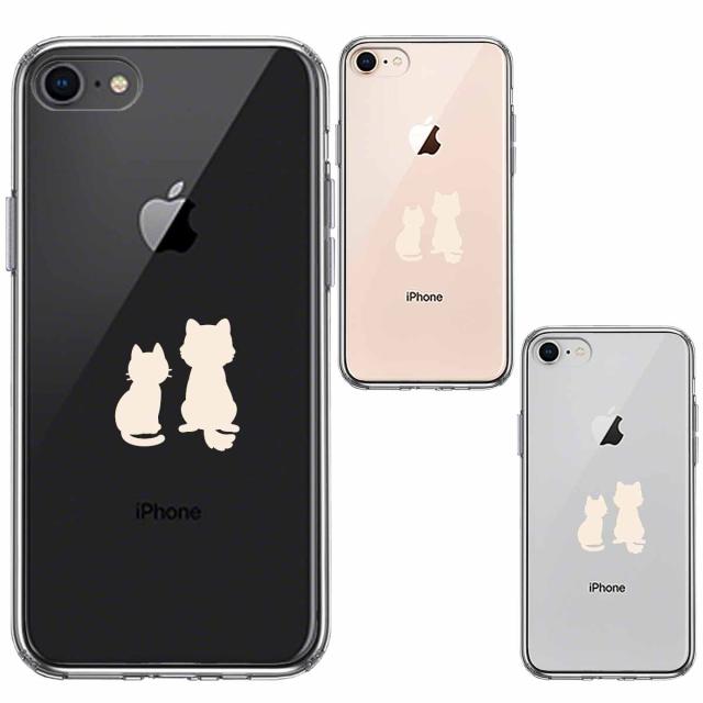 iPhone8 iPhone7 ケース クリア わんこ にゃんこ お月見 白 スマホケース 側面ソフト 背面ハード ハイブリッド 送料無料-1