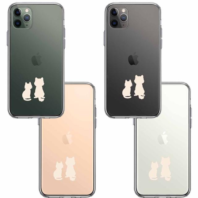 iPhone11pro ケース クリア わんこ にゃんこ ほっこり お月見 白 スマホケース 側面ソフト 背面ハード ハイブリッド 送料無料-1