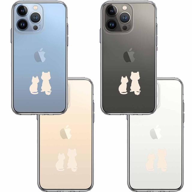 iPhone13Pro ケース クリアわんこ にゃんこ ほっこり お月見 白 スマホケース 側面ソフト 背面ハード ハイブリッド 送料無料-1