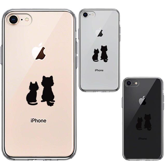 iPhone8 iPhone7 ケース クリア わんこ にゃんこ お月見 スマホケース 側面ソフト 背面ハード ハイブリッド 送料無料-1