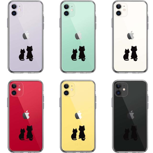 iPhone11 ケース クリア わんこ にゃんこ ほっこり お月見 スマホケース 側面ソフト 背面ハード ハイブリッド 送料無料-1