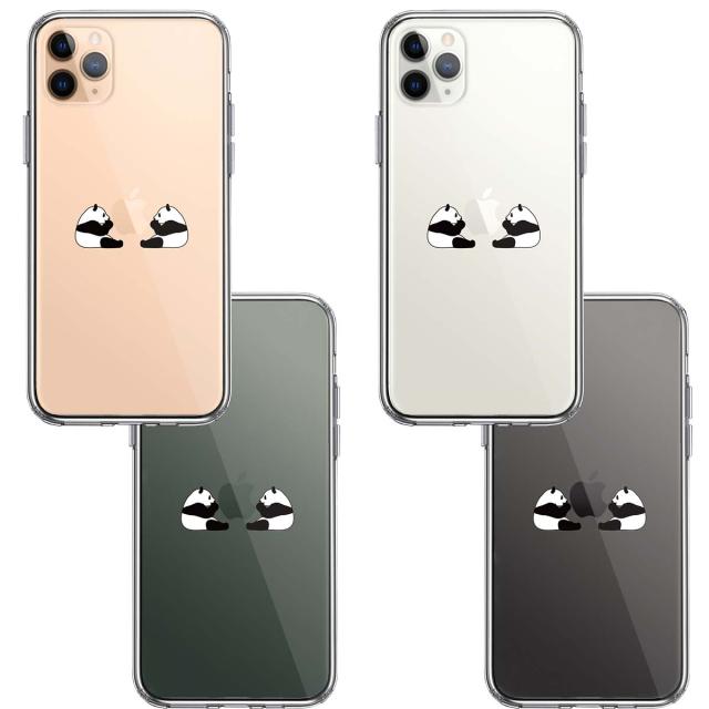iPhone11pro ケース クリア 双子 パンダ りんご モグモグ スマホケース 側面ソフト 背面ハード ハイブリッド 送料無料-1