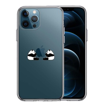 iPhone12Pro ケース クリア 双子 パンダ りんご モグモグ スマホケース 側面ソフト 背面ハード ハイブリッド 送料無料-0
