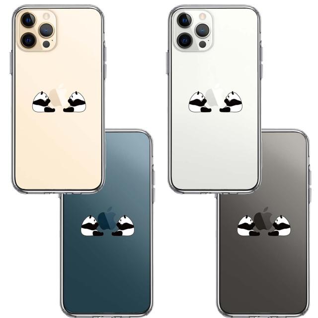 iPhone12Pro ケース クリア 双子 パンダ りんご モグモグ スマホケース 側面ソフト 背面ハード ハイブリッド 送料無料-1