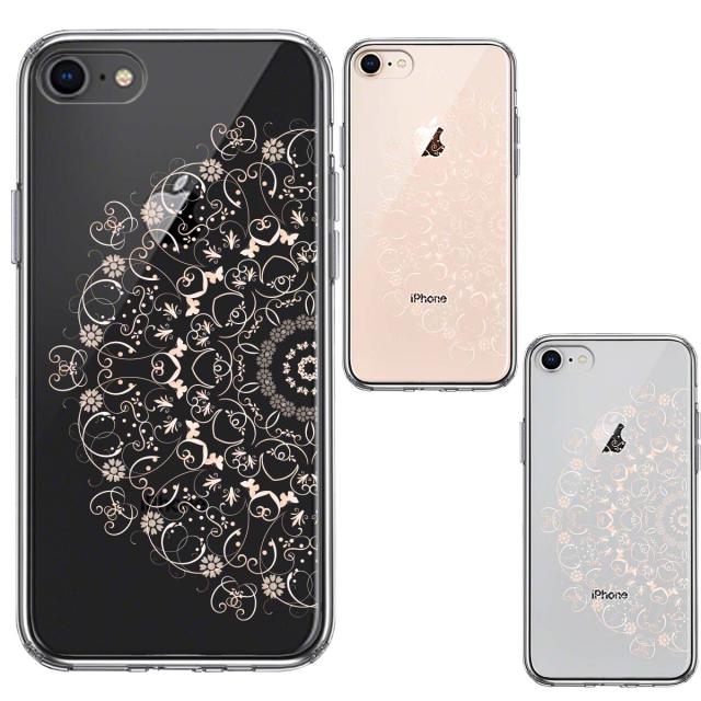 iPhone8 iPhone7 ケース クリア 曼荼羅 花柄 スマホケース 側面ソフト 背面ハード ハイブリッド 送料無料-1