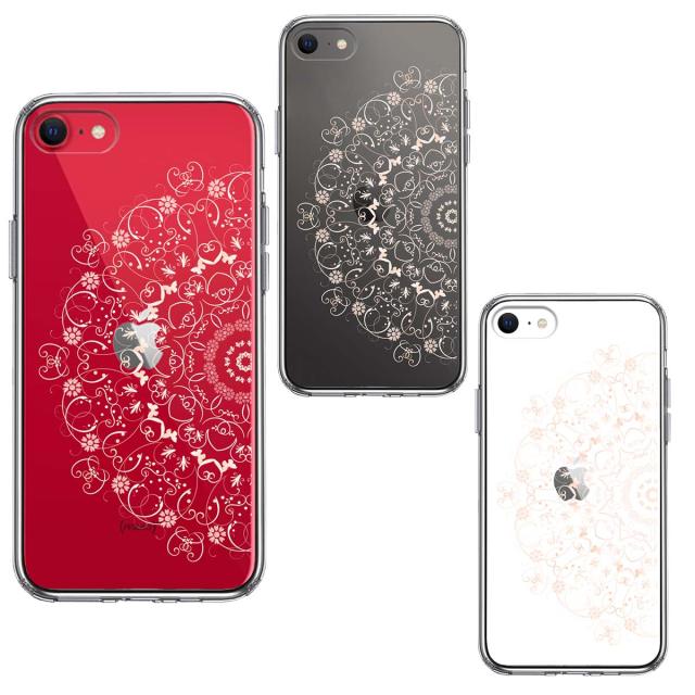 iPhoneSE ケース 第3世代 第2世代 クリア 曼荼羅 花柄 スマホケース 側面ソフト 背面ハード ハイブリッド 送料無料-1