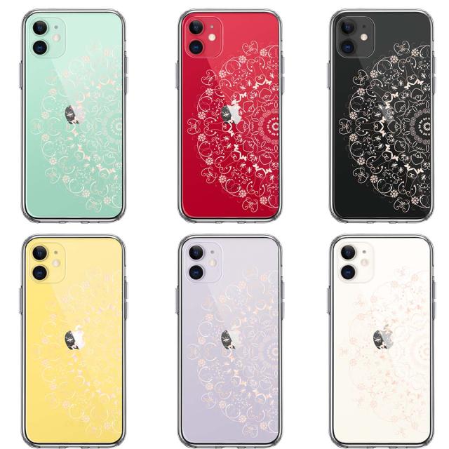 iPhone11 ケース クリア 曼荼羅 花柄 スマホケース 側面ソフト 背面ハード ハイブリッド 送料無料-1