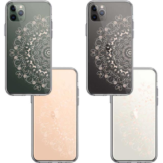 iPhone11pro ケース クリア 曼荼羅 花柄 スマホケース 側面ソフト 背面ハード ハイブリッド 送料無料-1